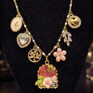 18k Gold and Pink Charm Necklace
